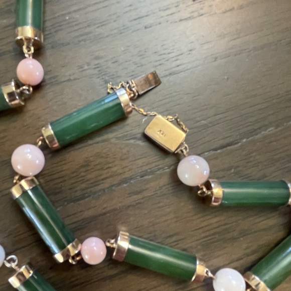 14k jade and coral necklace and bracelet - Picture 4 of 5